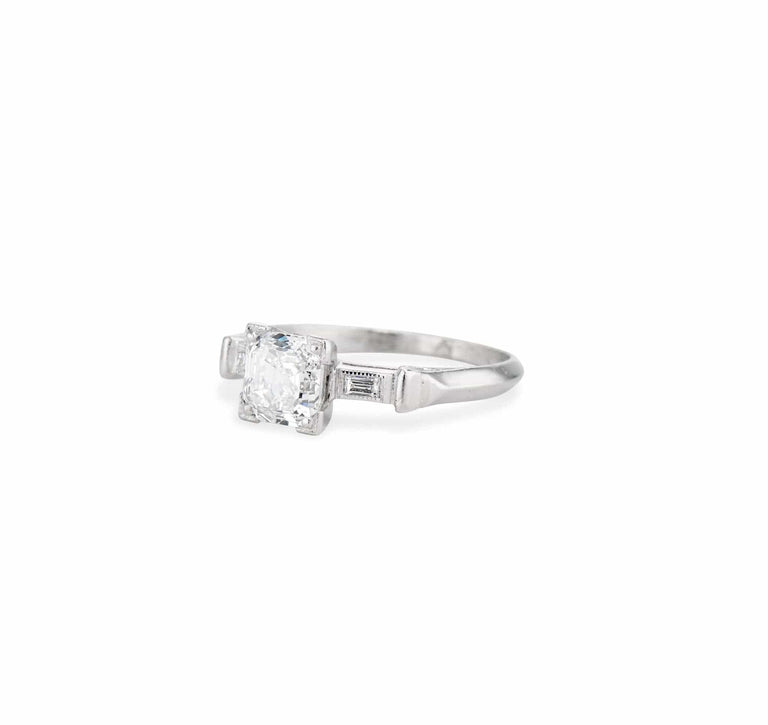 Art Deco 1.04 Asscher Cut Diamond Engagement Ring
