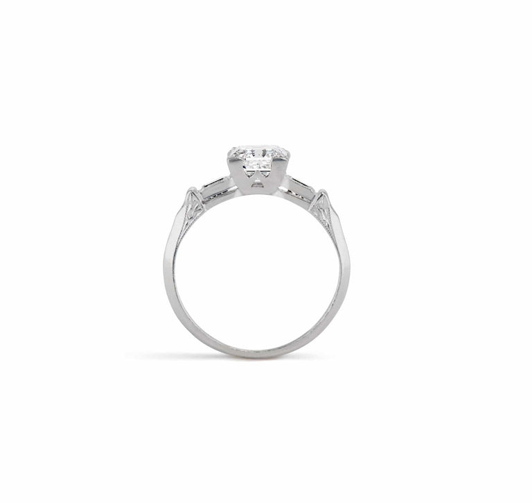 Art Deco 1.04 Asscher Cut Diamond Engagement Ring