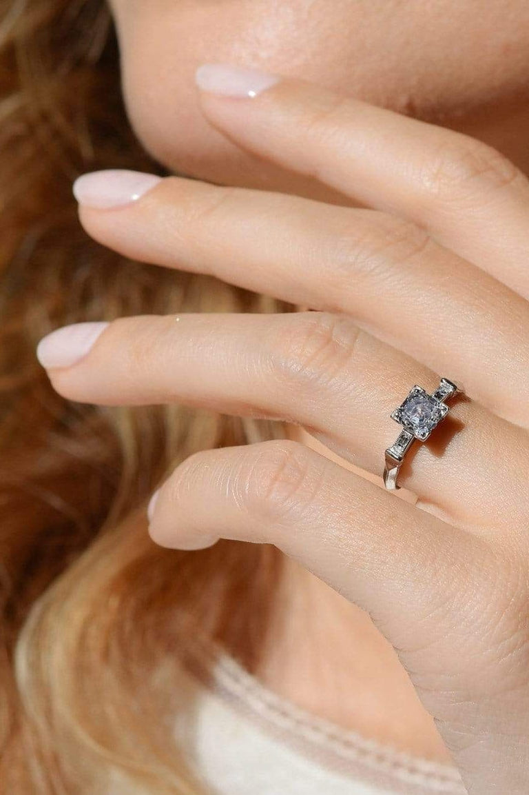 Art Deco 1.04 Asscher Cut Diamond Engagement Ring