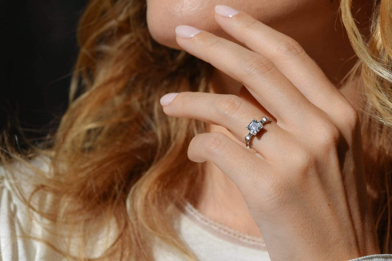 Art Deco 1.04 Asscher Cut Diamond Engagement Ring