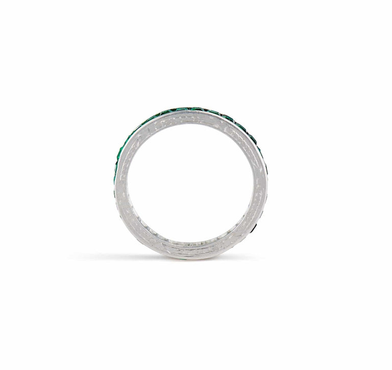 Art Deco 1.05 Carat Emerald Wedding Band