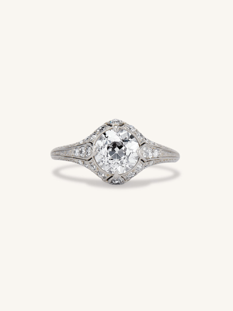 Art Deco 1.09 Carat Old European Cut Diamond Engagement Ring