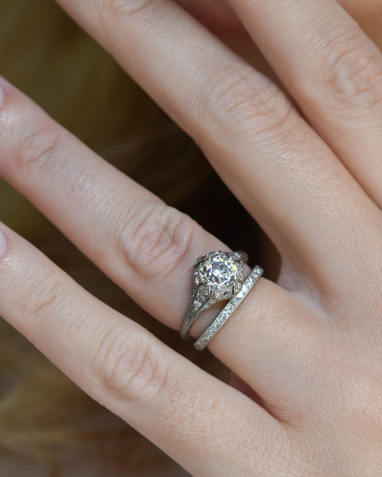 Art Deco 1.09 Carat Old European Cut Diamond Engagement Ring