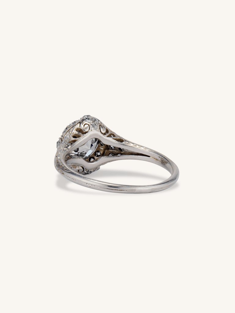 Art Deco 1.09 Carat Old European Cut Diamond Engagement Ring