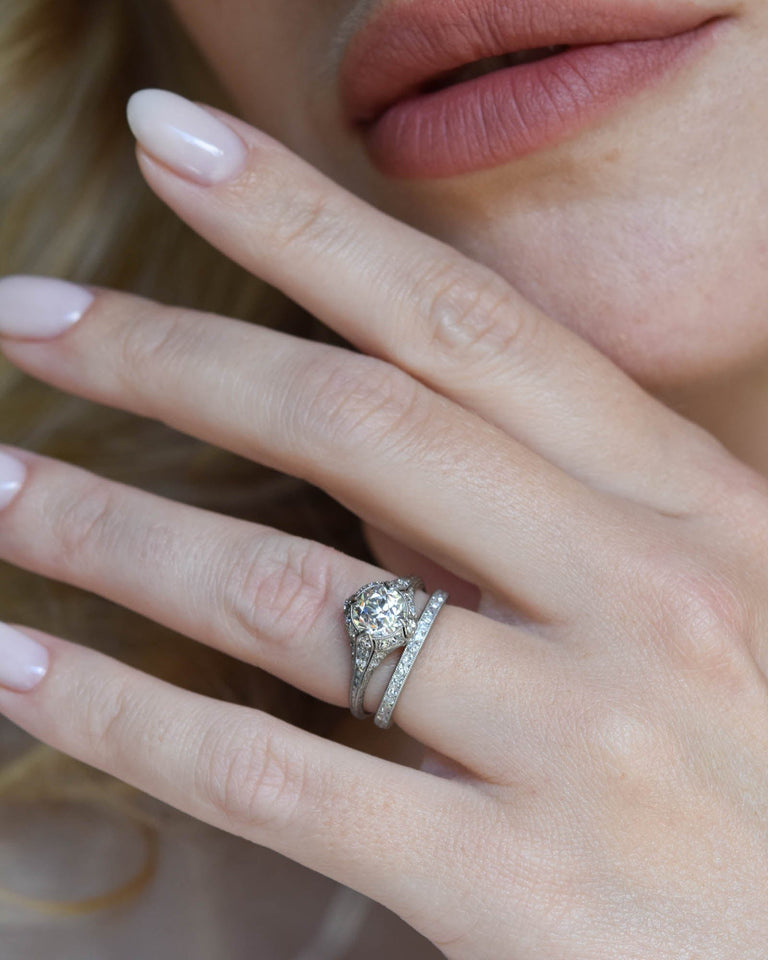 Art Deco 1.09 Carat Old European Cut Diamond Engagement Ring