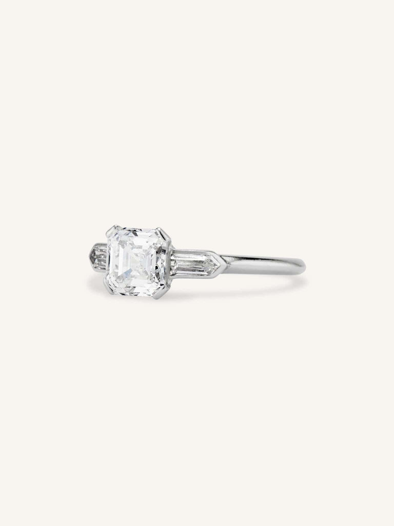Art Deco 1.20 Carat Asscher Cut Diamond Engagement Ring
