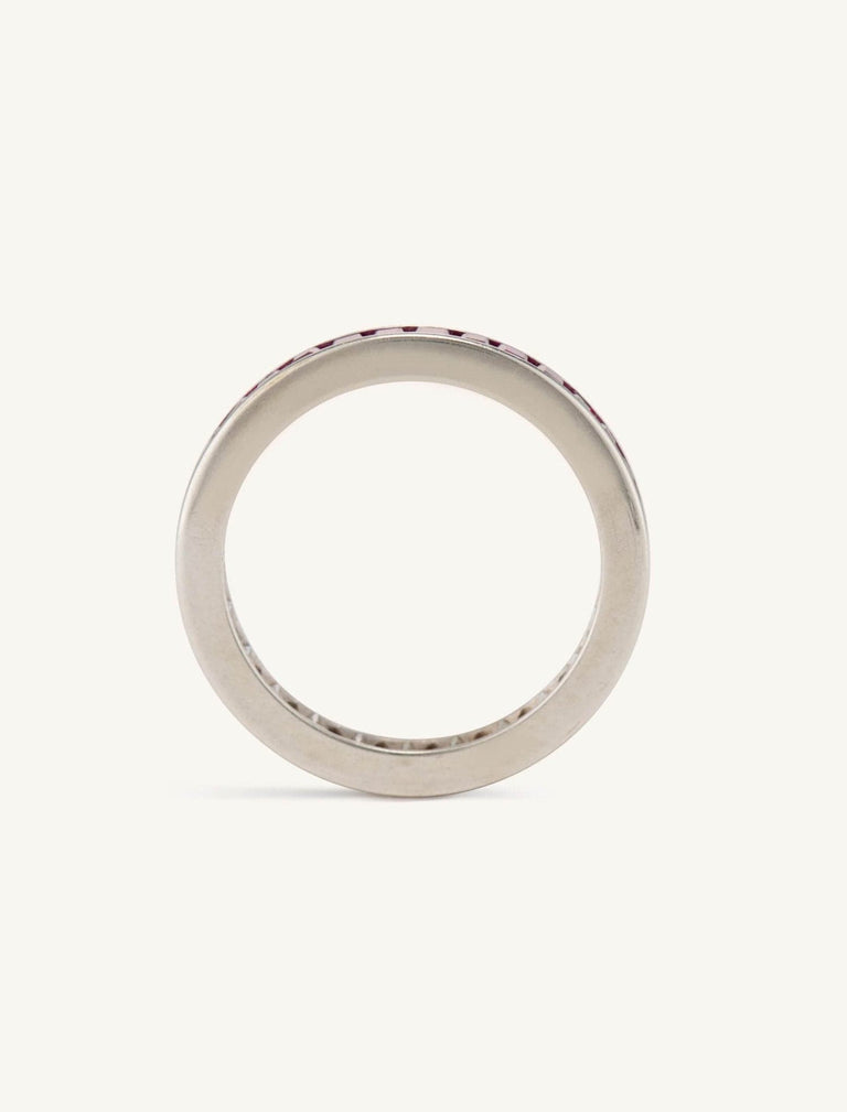 Art Deco 1.25 Carat Carré Cut Ruby Eternity Wedding Band Size 5