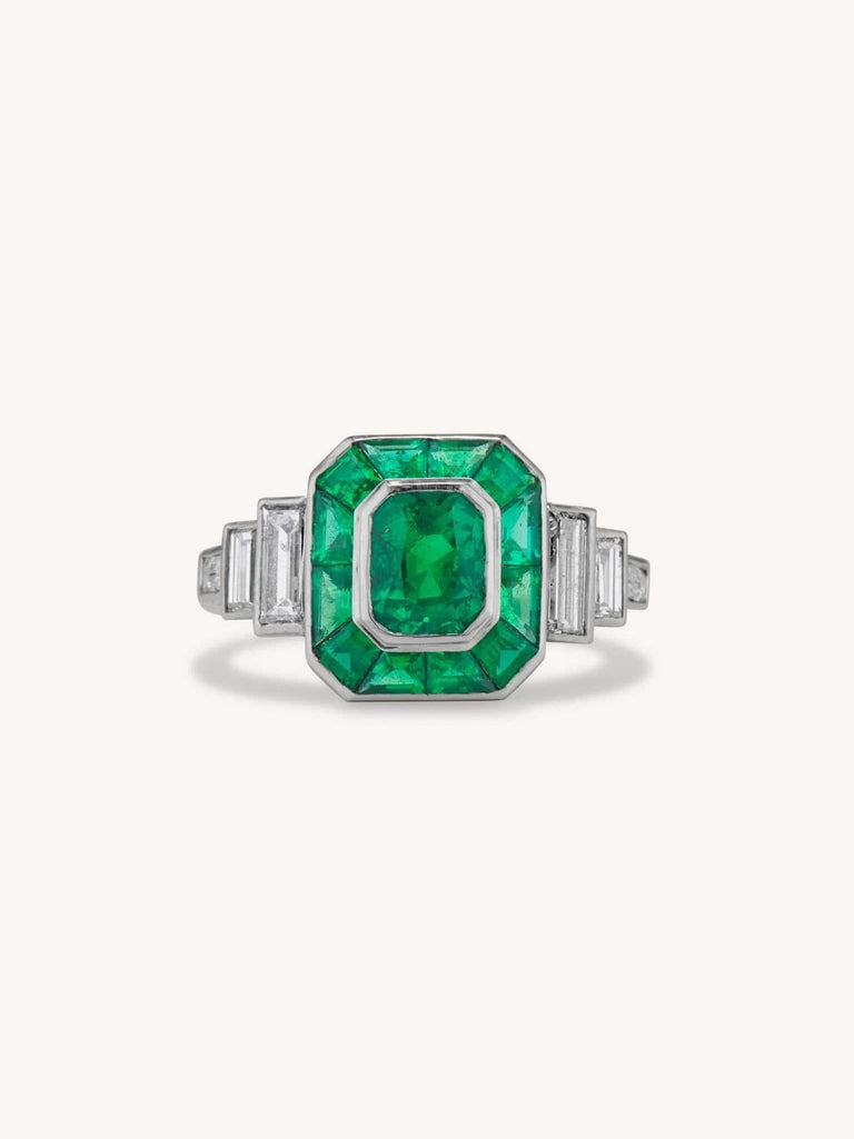 Art Deco 1.25 Carat Colombian Emerald Ring