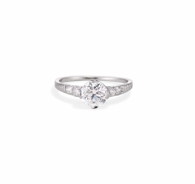 Art Deco 1.26 Carat Old European Cut Diamond Engagement Ring