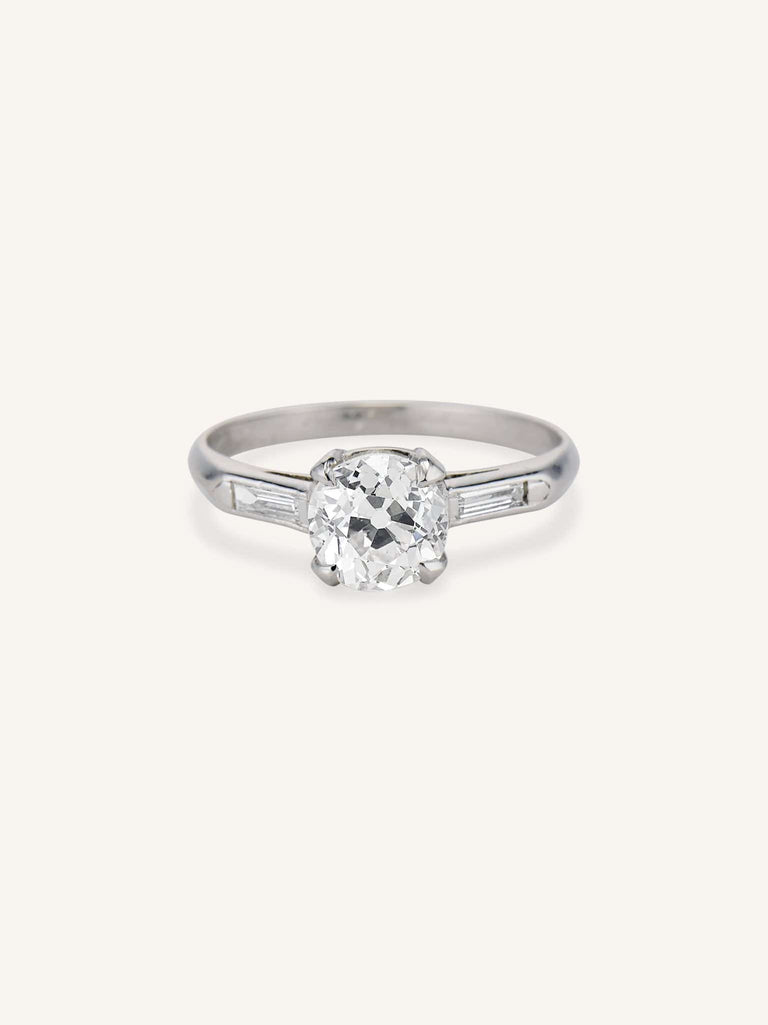 Art Deco 1.29 Carat Old European Cut Diamond Engagement Ring