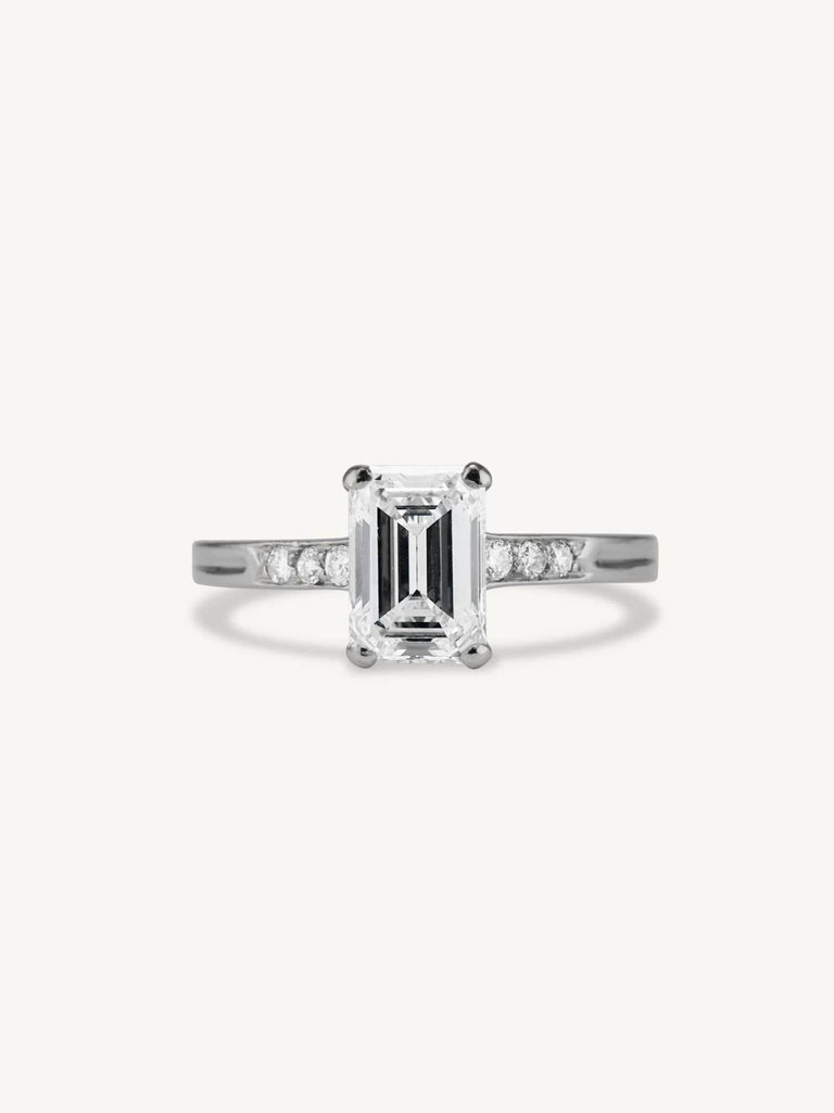 Art Deco 1.30 Carat Emerald Cut Diamond Engagement Ring
