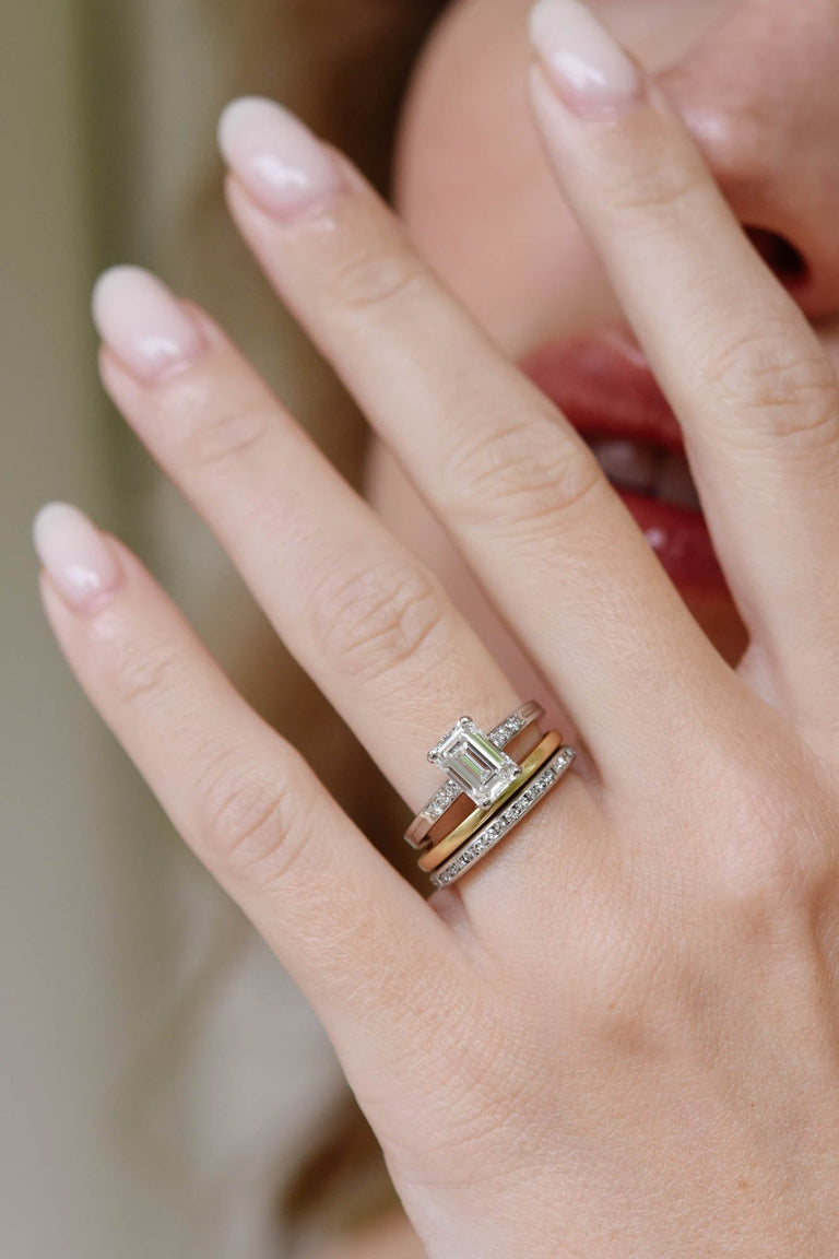 Art Deco 1.30 Carat Emerald Cut Diamond Engagement Ring