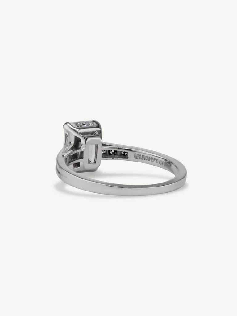 Art Deco 1.30 Carat Emerald Cut Diamond Engagement Ring