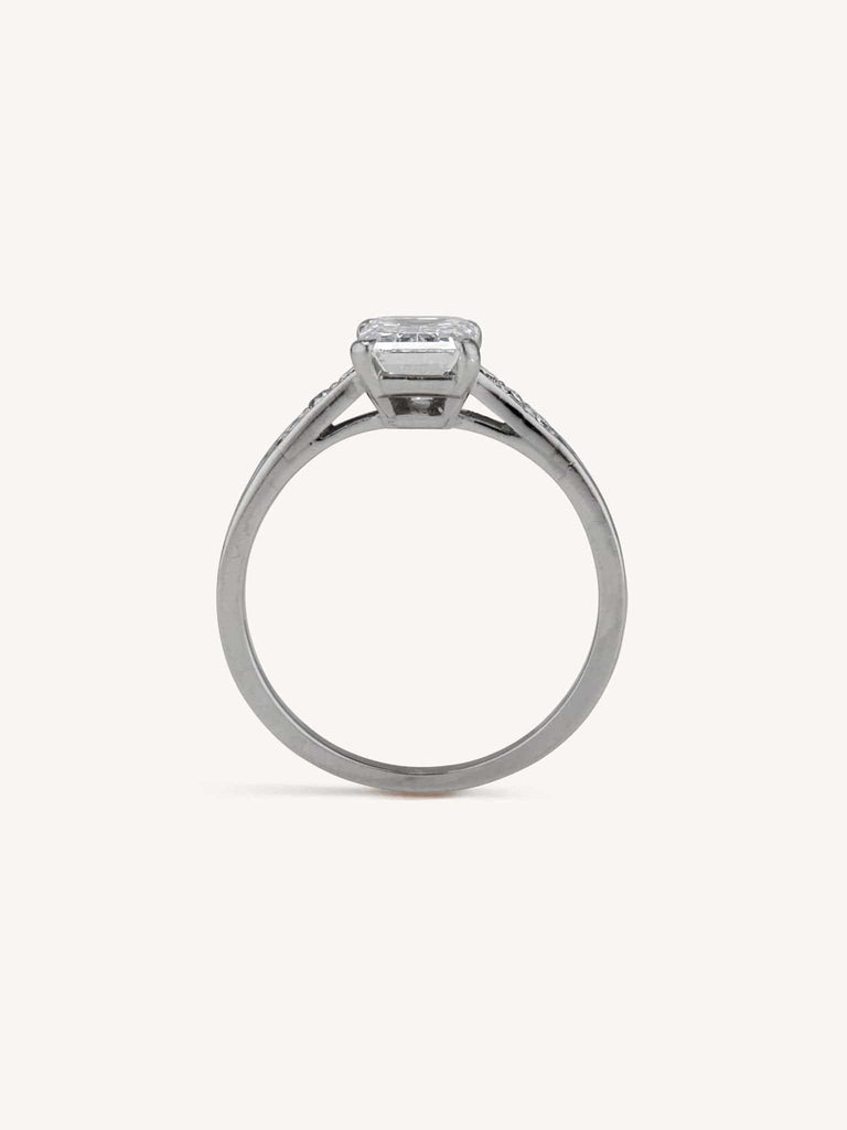 Art Deco 1.30 Carat Emerald Cut Diamond Engagement Ring