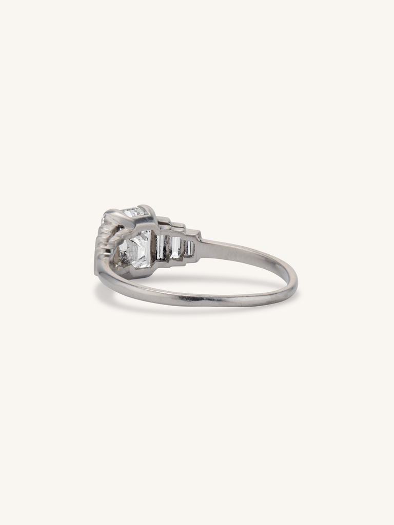 Art Deco 1.40 Emerald Cut Diamond Engagement Ring