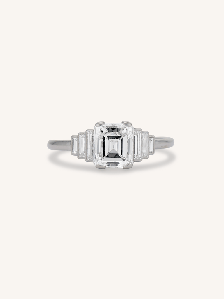 Art Deco 1.40 Emerald Cut Diamond Engagement Ring