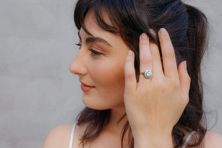 Art Deco 1.53 Carat Old European Cut Diamond Halo