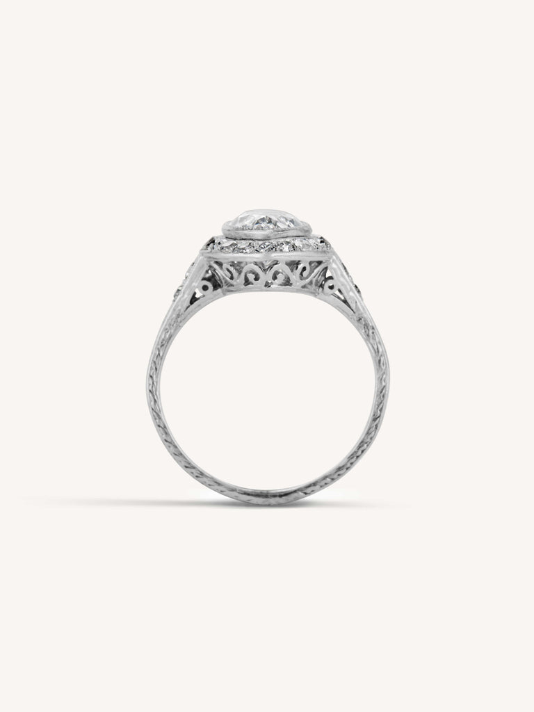 Art Deco 1.58 Carat Marquise Diamond Navette Engagement Ring
