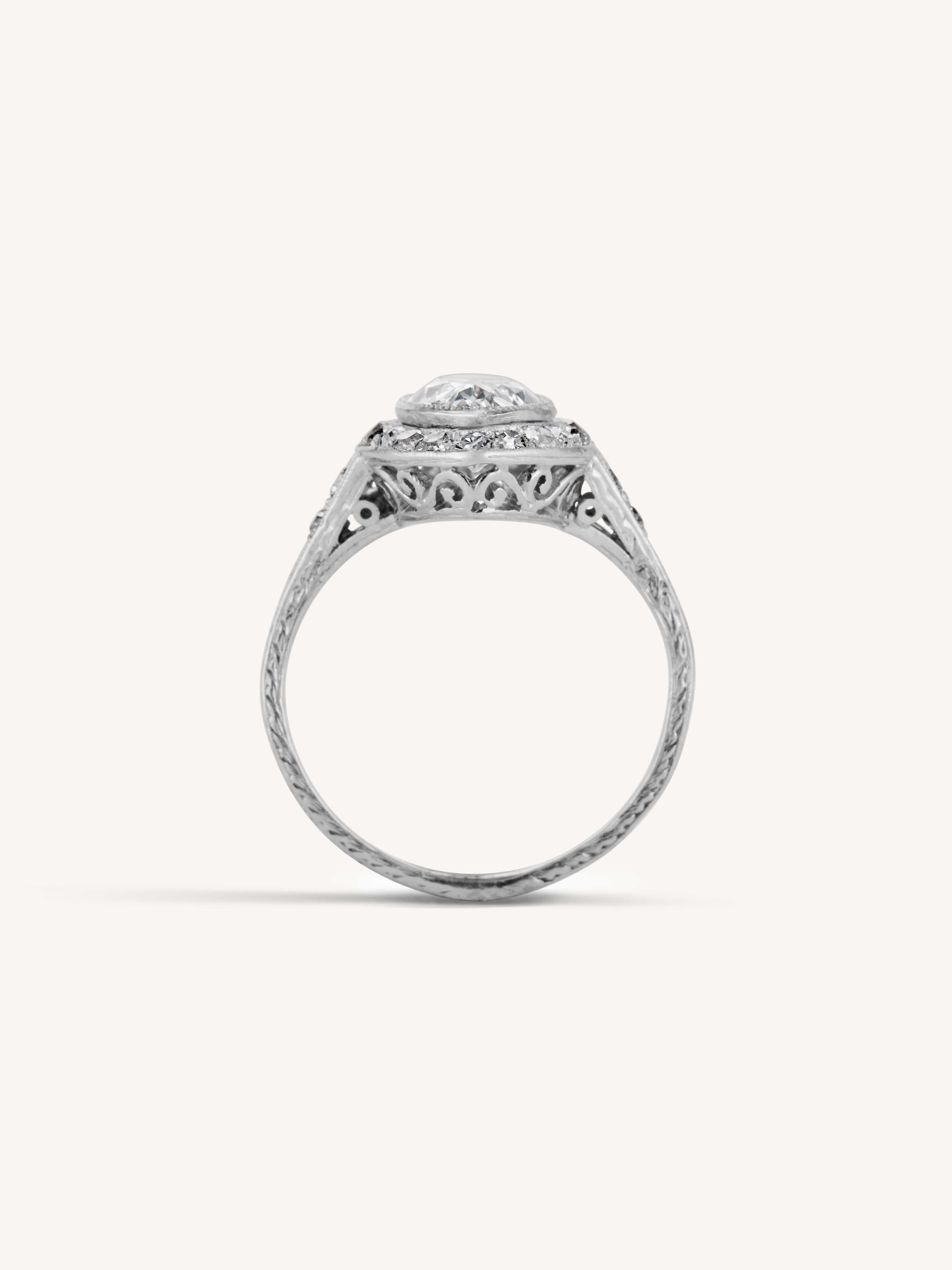 Edwardian Art factory Deco Vintage Engagement Ring, 1.10 Ct Marquise Cut Diamond Ring, 925 Sterling Silver, Open Work Filigree Ring, Birthday Gift