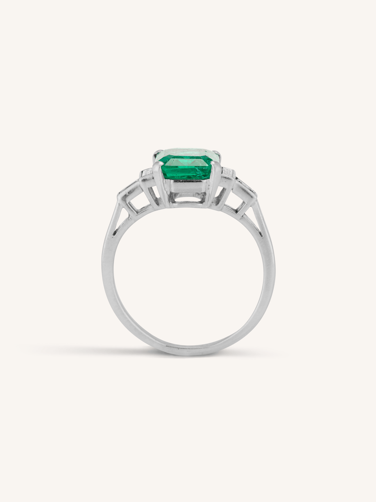 Art Deco 1.60 Carat Emerald & Diamond Engagement Ring