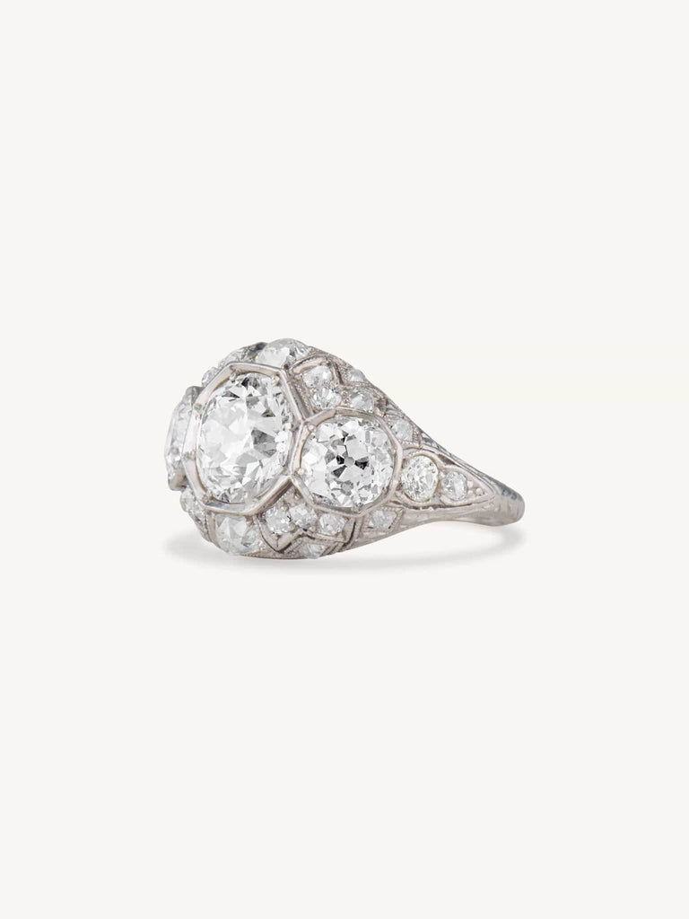 Art Deco 1.60 Carat Old European Cut Diamond Domed Ring