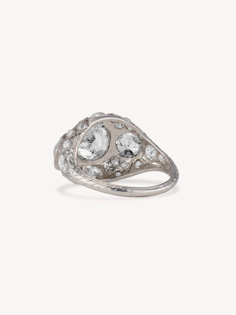 Art Deco 1.60 Carat Old European Cut Diamond Domed Ring