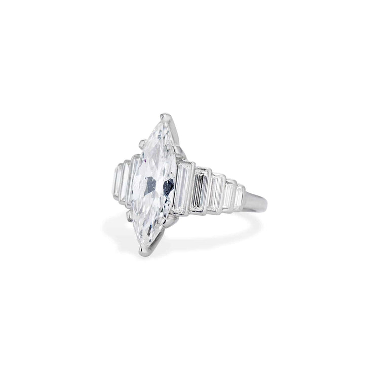 Art Deco 1.83 Carat Marquise Diamond Ring