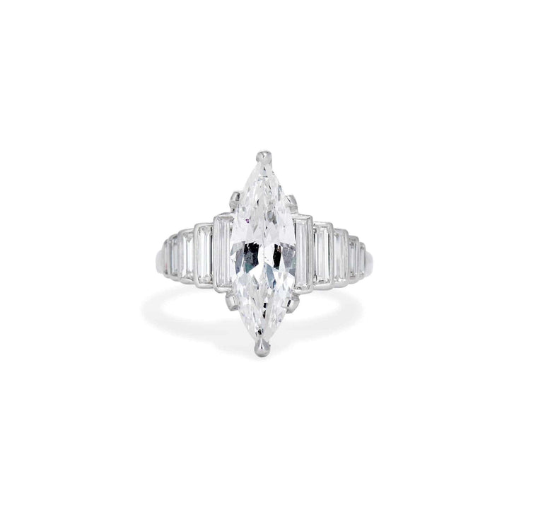Art Deco 1.83 Carat Marquise Diamond Ring
