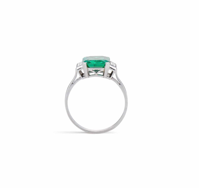 Art Deco 1.93 Carat Colombian Emerald & Diamond Ring