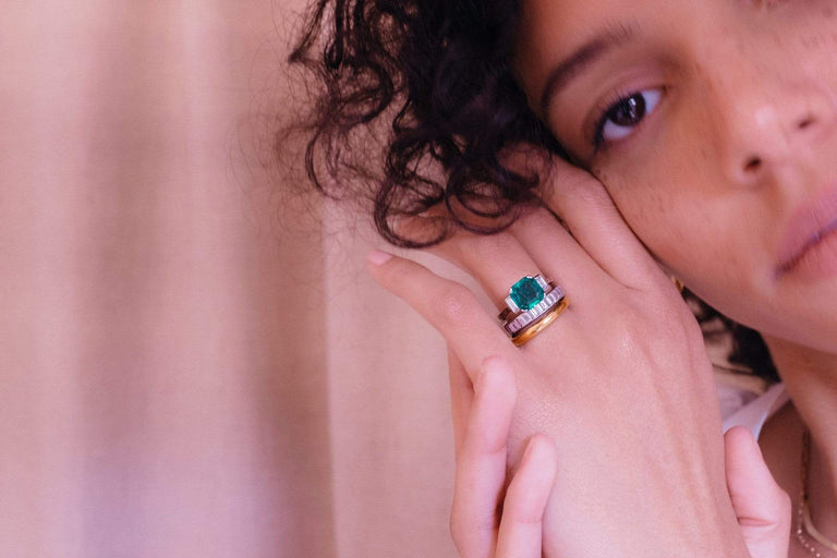 Art Deco 1.93 Carat Colombian Emerald & Diamond Ring