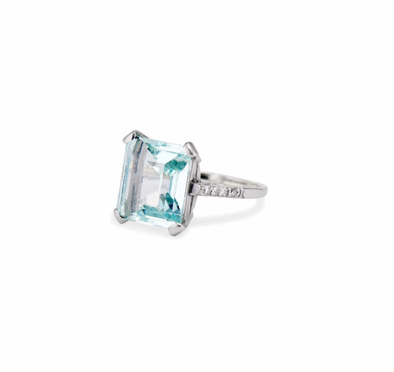 Art Deco 11.90 Carat Aquamarine Cocktail Ring, American