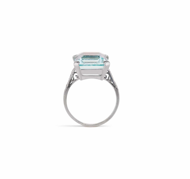 Art Deco 11.90 Carat Aquamarine Cocktail Ring, American