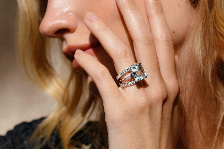 Art Deco 11.90 Carat Aquamarine Cocktail Ring, American