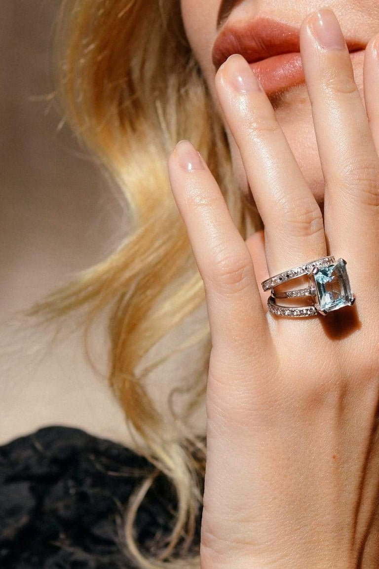 Art Deco 11.90 Carat Aquamarine Cocktail Ring, American