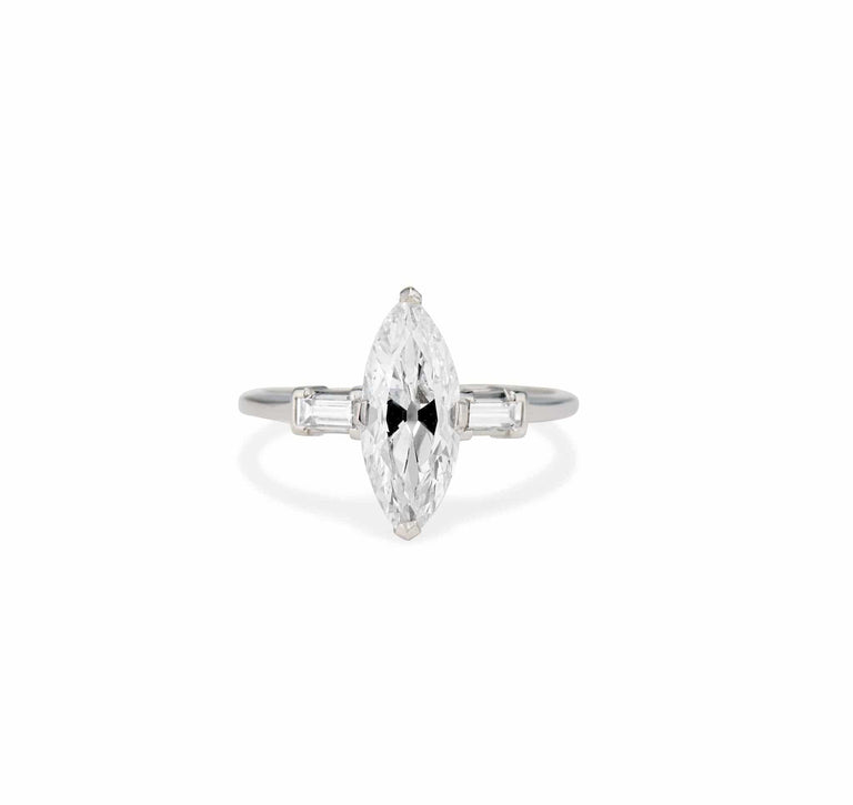 Art Deco 2.02 Marquise Diamond Engagement Ring