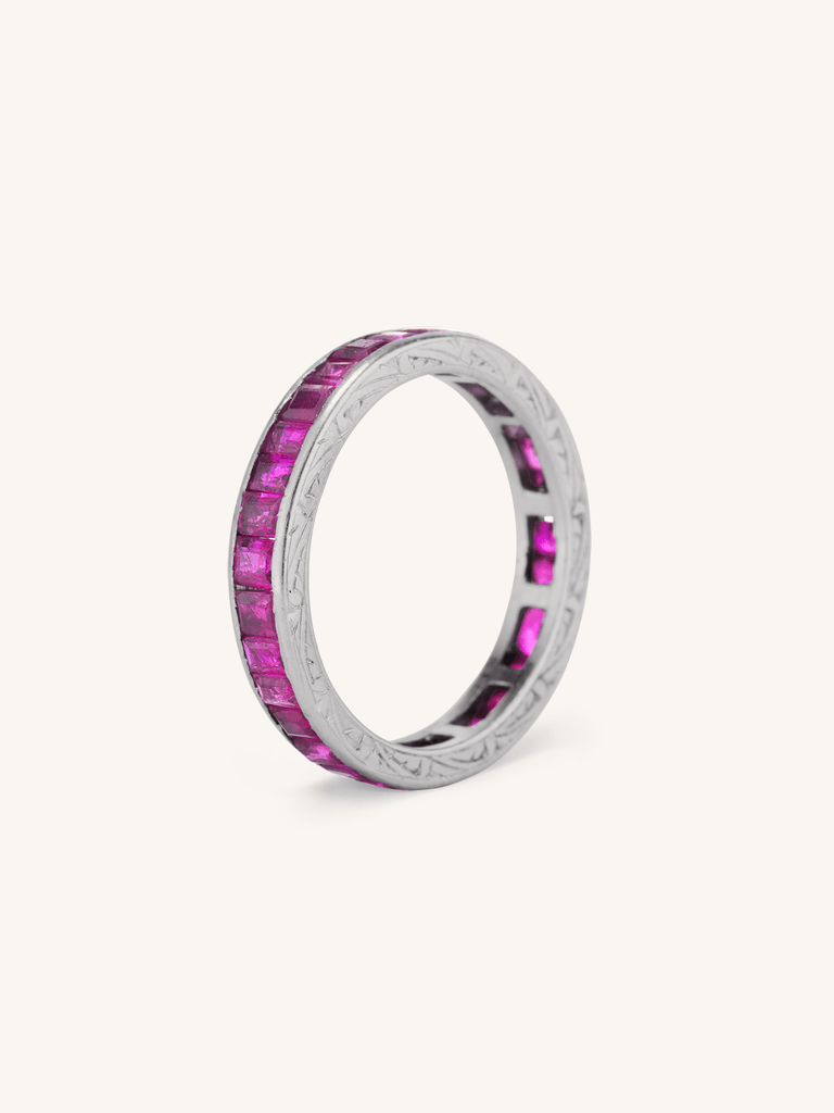 Art Deco 2.10 Carat Emerald Cut Ruby Eternity Band