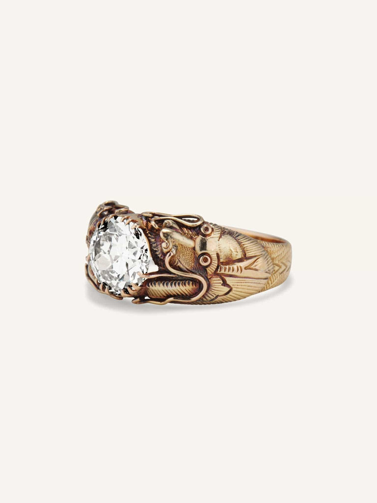 Art Deco 2.56 Carat Diamond Dragon Ring