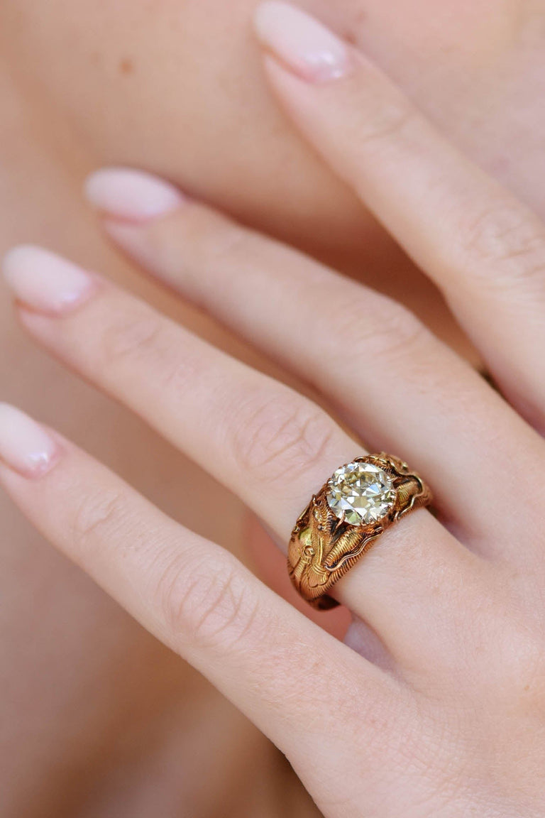 Art Deco 2.56 Carat Diamond Dragon Ring