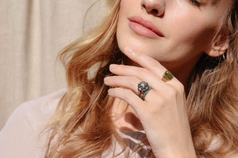 Art Deco 2.62 Old European Diamond and Emerald Ring