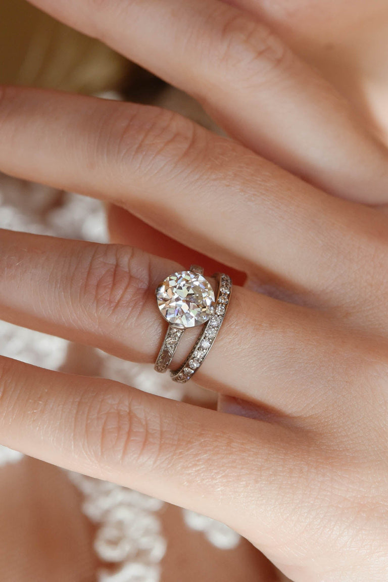 Art Deco 2.66 Old European Cut Diamond Vintage Engagement Ring