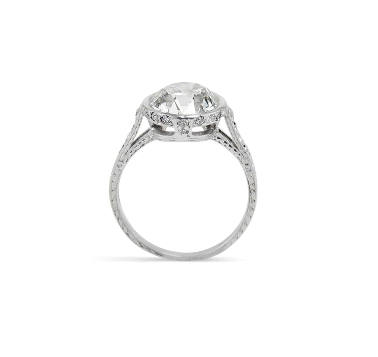Art Deco 3.21 Carat Old European Cut Diamond Engagement Ring