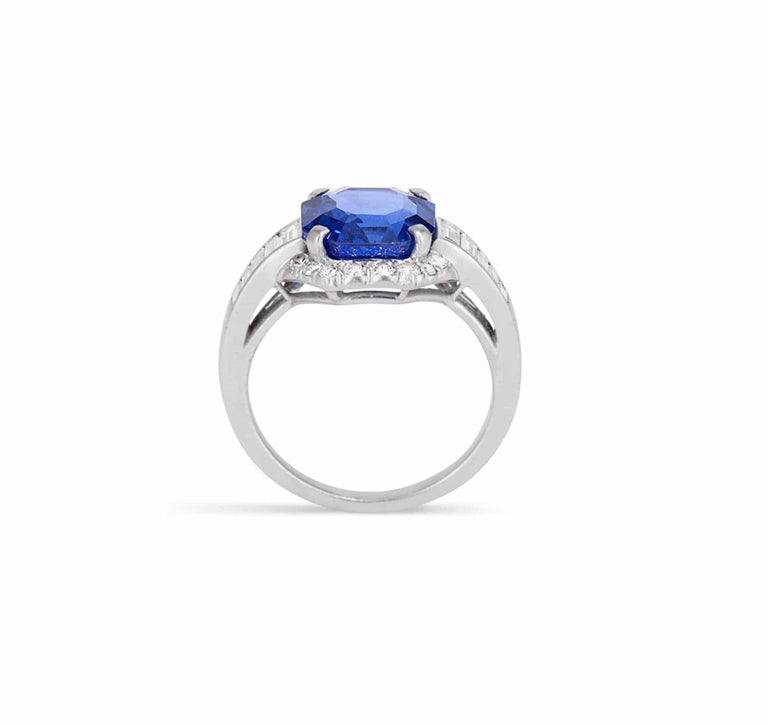 Art Deco 3.58 Carat Burma Sapphire & Diamond Ring