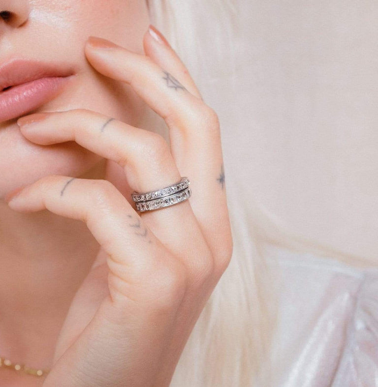 Art Deco 3 Carat Carre & Baguette Cut Diamond Band