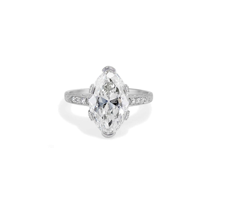 Art Deco 4.02 Carat Marquise Cut Diamond Ring