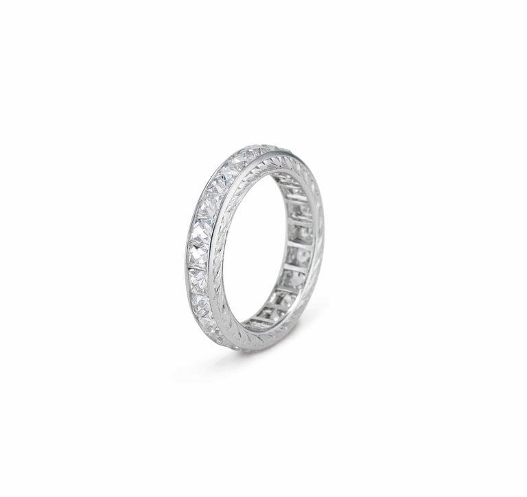 Art Deco 4.50 Carat French-Cut Diamond Platinum Band