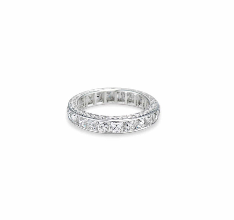 Art Deco 4.50 Carat French-Cut Diamond Platinum Band