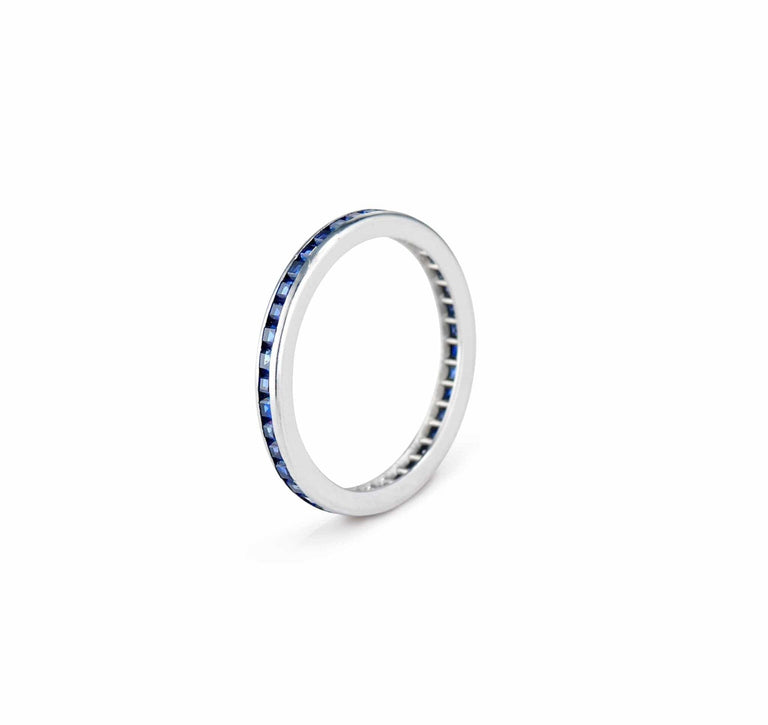 Art Deco .50 Carat Calibré Sapphire Wedding Band