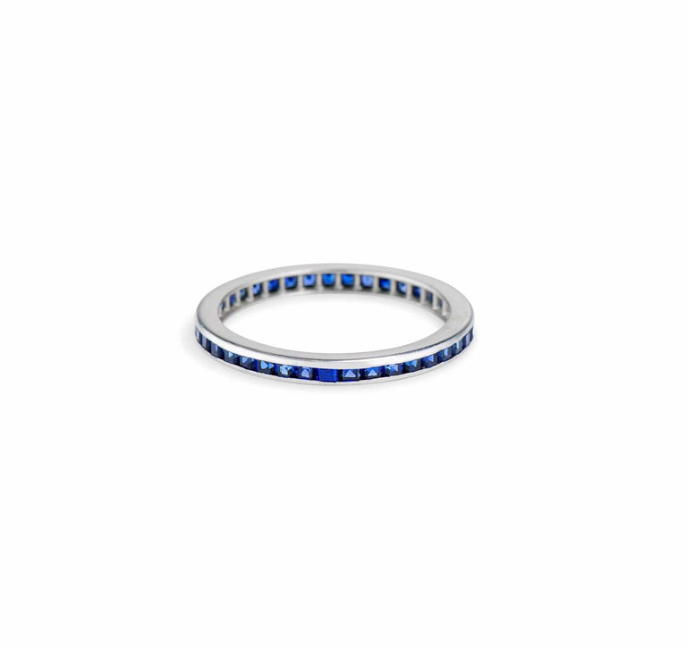 Art Deco .50 Carat Calibré Sapphire Wedding Band