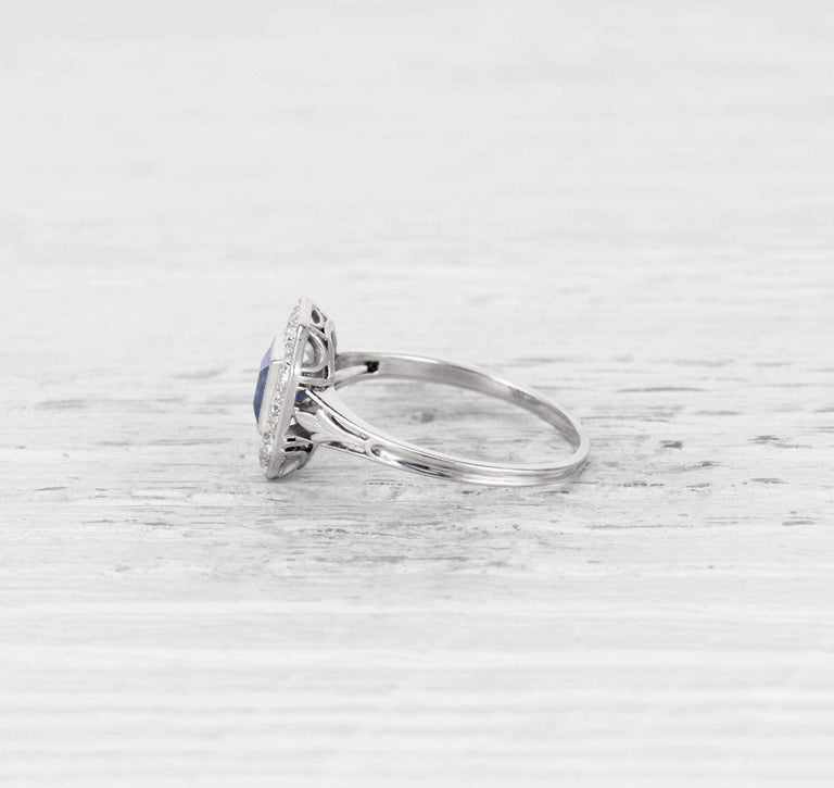 ART DECO .52 CARAT SAPPHIRE AND DIAMOND ENGAGEMENT RING