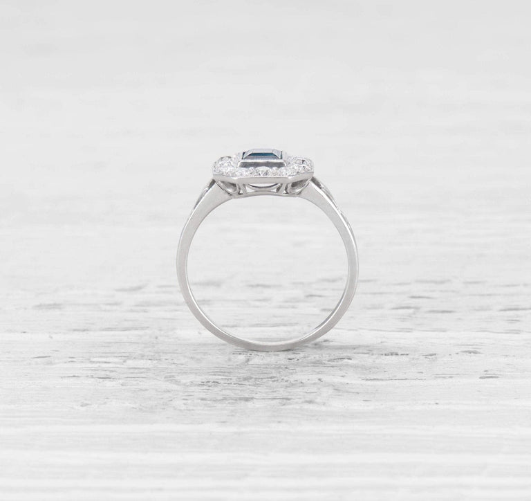 ART DECO .52 CARAT SAPPHIRE AND DIAMOND ENGAGEMENT RING